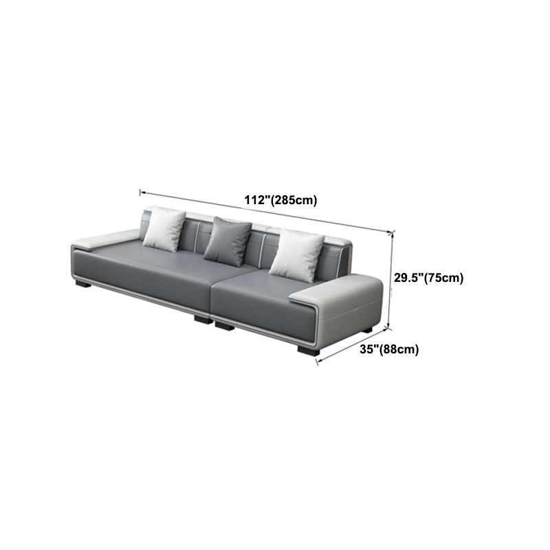 Faux Ledersofa & Chaise mit Kissen modern u Sofa in Grau - 29,53 "H.
