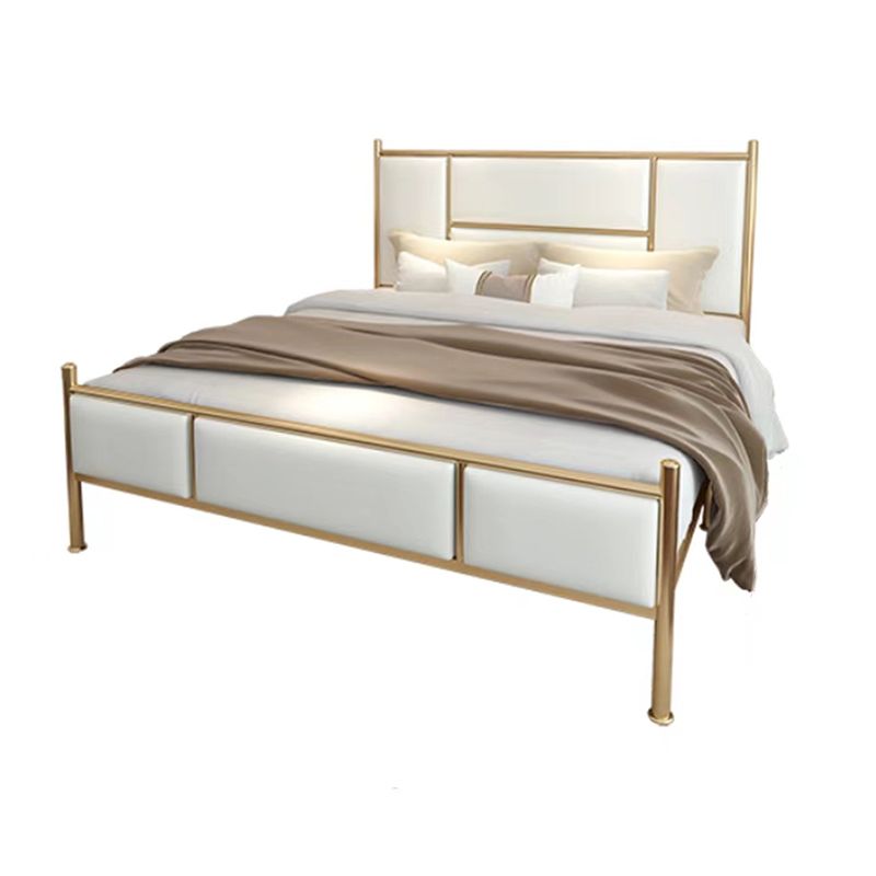 Luxurious Iron Panel Bed Upholstered Metal Bed Frame With Headboard and Footboard Clearhalo 'Bedroom Furniture' 'Beds' 'furn' 'furn_beds' 'Furniture' 1200x1200_52aa7989-ac5a-4b23-9365-ce536836cc51