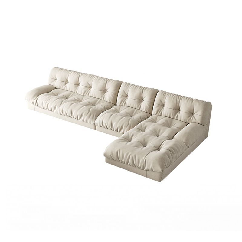 Modern Tufted Back Sofa Sectional Cream Armless Sofa and Chiase Clearhalo 'furn' 'furn_sectionals' 'Furniture' 'furniture_sectionals' 'kitchen' 'kitchen_sectionals' 'Living Room Furniture' 'Sectionals' 1200x1200_52aaa3d7-10f5-4c54-9e08-1590090acad9