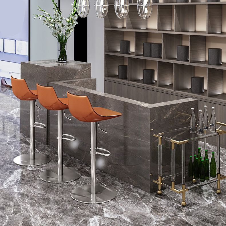 Adjustable Bar Stool Leather Backrest Bar Stools for Living Room Clearhalo 'Bar Furniture' 'Bar Stools' 'bar_stools' 'furn' 'furn_bar_stools' 'Furniture' 'Kitchen & Dining Furniture' 1200x1200_52ab6d65-6424-4d93-b9fb-4eff62bf631f