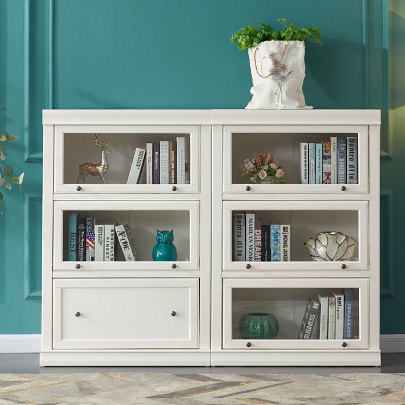 Urban Wooden Shelf Bookcase White Closed Back Bookshelf with Doors