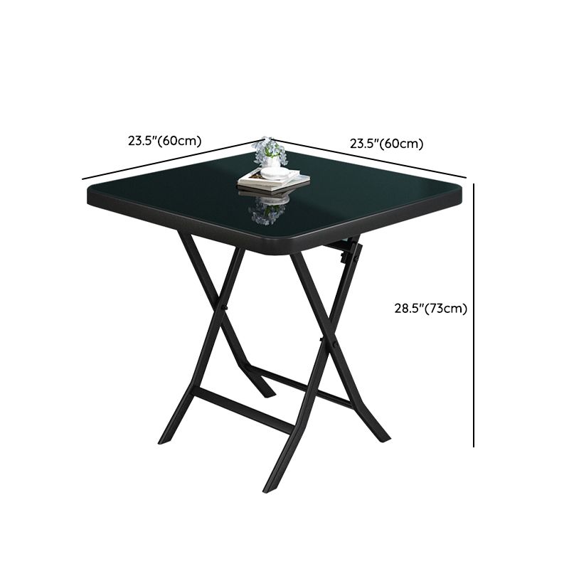 Glass Foldable Dining Table for 2 Person with Black Metal Base Clearhalo 'Dining Tables & Seating' 'Dining Tables' 'dining_table' 'furn' 'furn_dining_table' 'Furniture' 'Kitchen & Dining Furniture' 1200x1200_52ad0322-ed42-4baa-a994-c6799d9d5741
