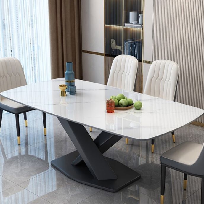 Industrial Dining Room Table Stone Rectangle Dinette Table for Dining Room Clearhalo 'Dining Tables & Seating' 'Dining Tables' 'dining_table' 'furn' 'furn_dining_table' 'Furniture' 'Kitchen & Dining Furniture' 1200x1200_52ad1fb0-7e02-4096-a78b-1776b69f36df