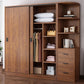 Artificial Wood Wardrobe Brown Wardrobe with Sliding Doors for Bedroom