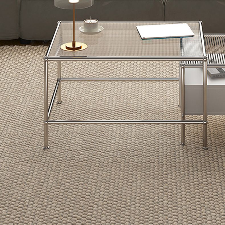 Modern 2 Nesting Glass Coffee Table Set Steel 4 Legs 1 - Drawer Cocktail Table Clearhalo 'Coffee & Accent Tables' 'Coffee Tables' 'coffee_tables' 'furn' 'furn_coffee_tables' 'Furniture' 'Living Room Furniture' 1200x1200_52aff10c-fa52-4e3b-a2db-92b8145e7451