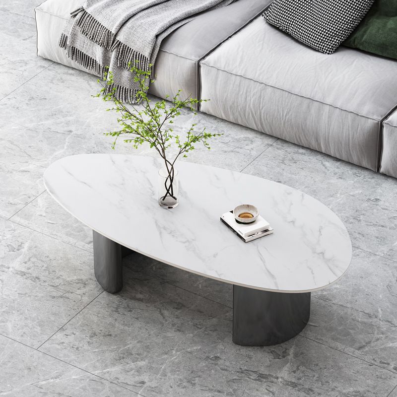 Table basse Glam de 15 po de hauteur, table de cocktail blanche simple en ardoise