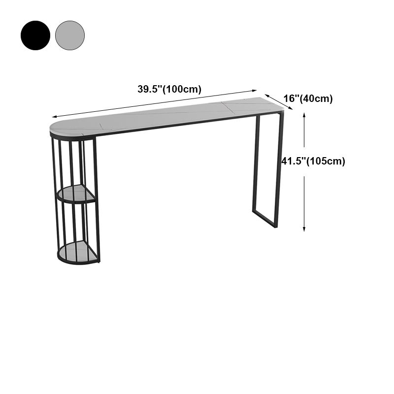 Modern Bar Dining Table Indoor Bar Height Table with Shelves 42-Inch Top in Black Clearhalo 'Bar Furniture' 'Bar Tables' 'bar_tables' 'furn' 'furn_bar_tables' 'Furniture' 'furniture_bar_tables' 'Kitchen & Dining Furniture' 'kitchen&dining_furn' 'kitchen' 1200x1200_52b20615-46d5-474d-ae41-0594d7ec6531