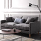 Fabric Slipcovered Sofa Dark Grey Square Arm Sofa with 3 Pillows