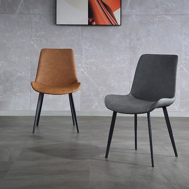 Industrial Style Faux Leather Side Chairs Arm Solid Back Dining Side Chair Clearhalo 'Dining Chairs' 'Dining Tables & Seating' 'dining_chair' 'furn' 'furn_dining_chair' 'Furniture' 'Kitchen & Dining Furniture' 1200x1200_52b5d4f4-db14-42d4-8cde-9fb21e7968e3