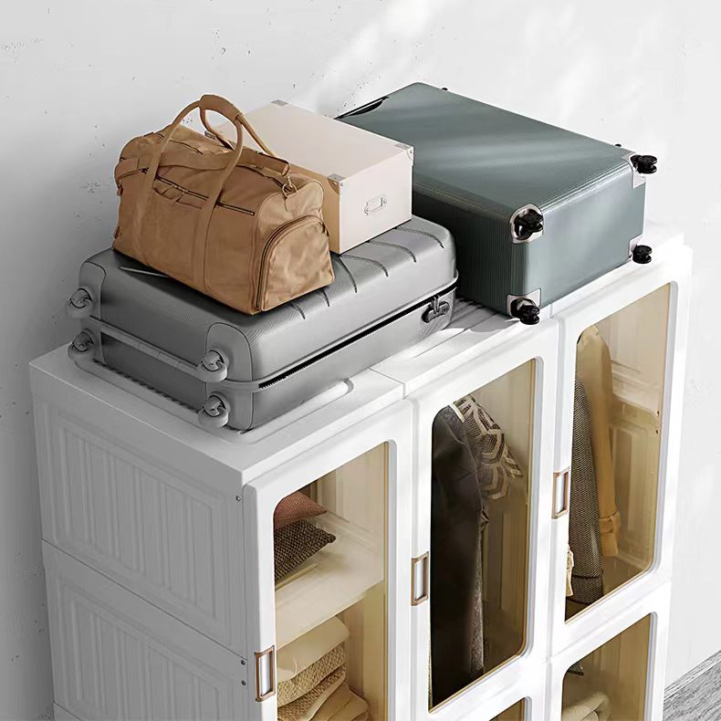 Modern Folding Plastic Wardrobe Freestanding Wardrobe with Shelves Clearhalo 'Armoires & Wardrobes' 'armoires_wardrobes' 'Bedroom Furniture' 'furn' 'furn_armoires_wardrobes' 'Furniture' 1200x1200_52b6fda8-f4de-4115-a2fe-7752500d42ef