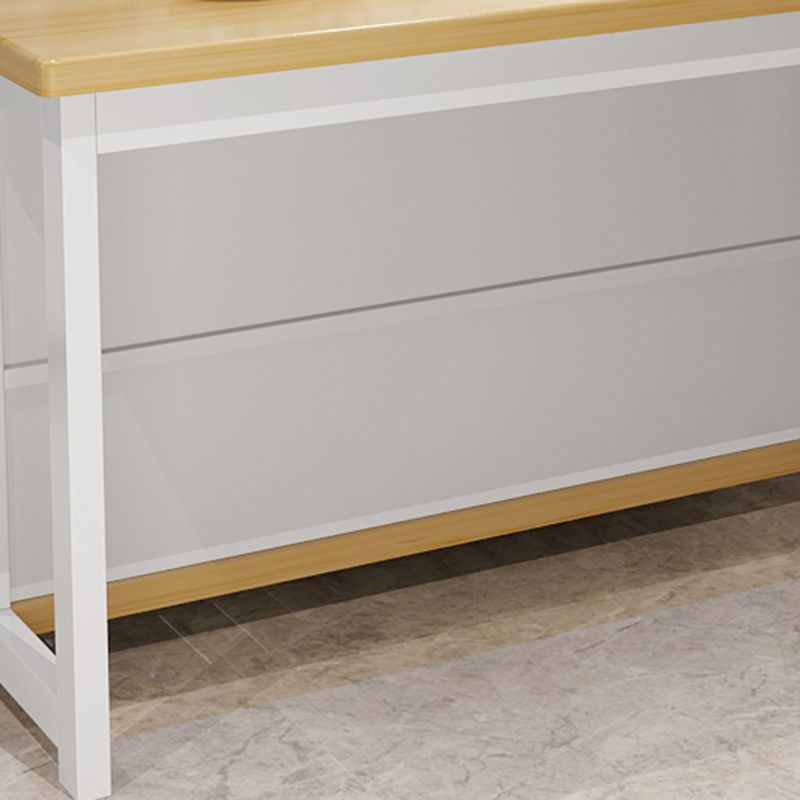 Natural Finish Pine Wood Kitchen Island Table for Dining Room