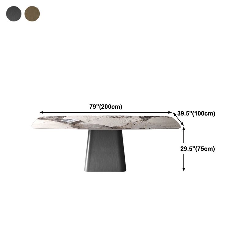 Rectangle Stone Dining Table Modern Dining Table with Pedestal Base Clearhalo 'Dining Tables & Seating' 'Dining Tables' 'dining_table' 'furn' 'furn_dining_table' 'Furniture' 'furniture_dining_table' 'Kitchen & Dining Furniture' 'kitchen' 'kitchen_dining_table' 1200x1200_52b9a5d7-f06e-4f4a-a6d7-ada9ab66de90