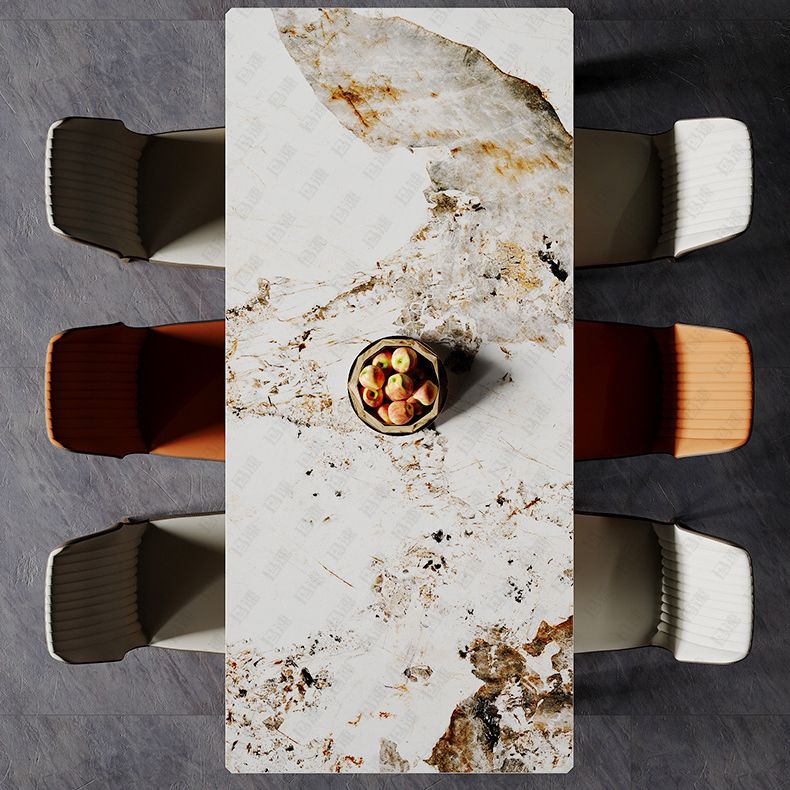 Modern Style Dining Table Sintered Stone Dining Rectangle Table with Metal Legs for Home Clearhalo 'Dining Tables & Seating' 'Dining Tables' 'dining_table' 'furn' 'furn_dining_table' 'Furniture' 'Kitchen & Dining Furniture' 1200x1200_52ba674c-0562-4f8b-a2c3-180bbf78580e
