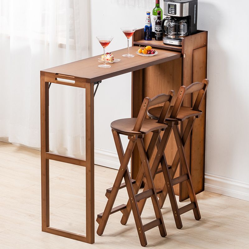 Table de table de pub à barre en bois 1/3 pcs table de barre pliante et tabourets en marron et naturel