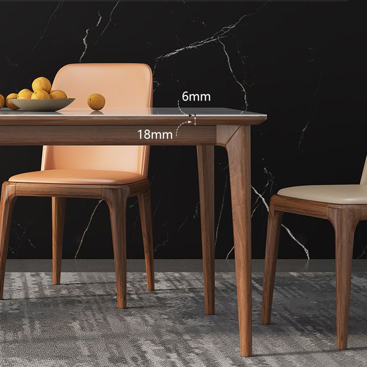 Rectangle 4 Legs Mid-Century Dining Table White Tone Fixed Table with Sintered Stone Clearhalo ' dining_table' 'Dining Tables & Seating' 'Dining Tables' 'furn' 'furn_dining_table' 'Furniture' 'furniture_dining_table' 'Kitchen & Dining Furniture' 'kitchen&dining_furn' 'kitchen' 'kitchen_dining_table' 1200x1200_52bdd69c-5bf9-462e-b8c9-d30bb13fdae3