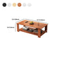 Modern Style Rectangular Wooden Table 4 Legs Base with Storage Rack Coffee Table