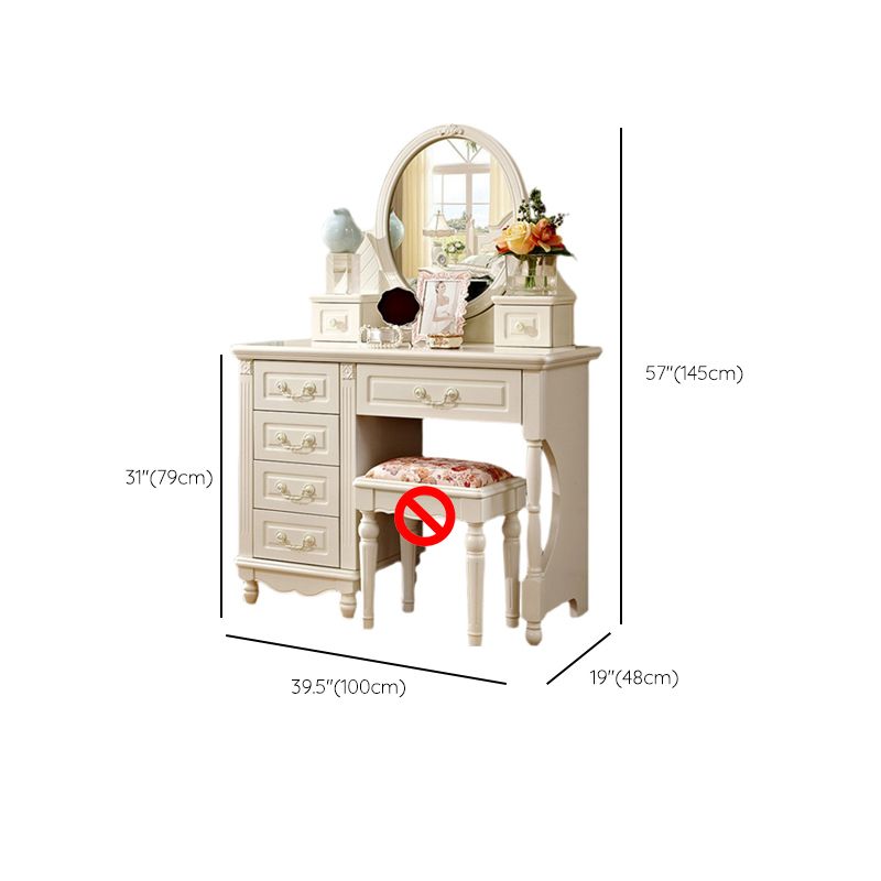 Victorian Dressing Table White Bedroom With Drawer Wooden Mirror