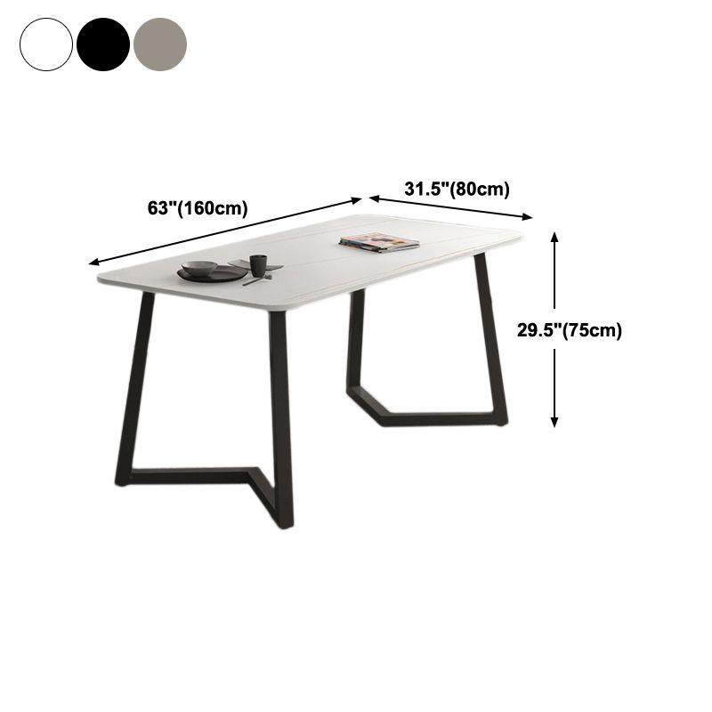 Industrial Style Dining Table Sintered Stone Rectangle Table for Home Clearhalo 'Dining Tables & Seating' 'Dining Tables' 'dining_table' 'furn' 'furn_dining_table' 'Furniture' 'Kitchen & Dining Furniture' 1200x1200_52c1a334-d779-4390-b9e7-c1e9c460fef4