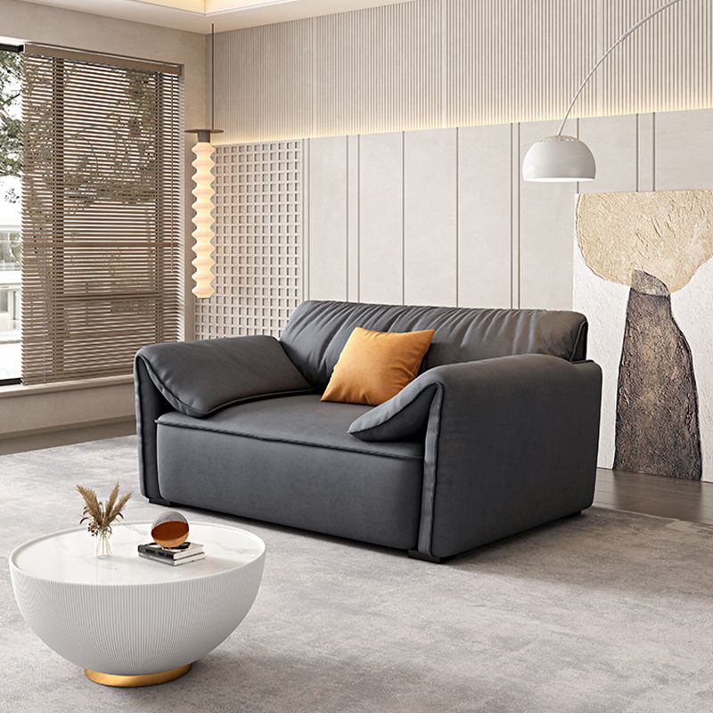 Rectangular Sofa with Pillow Back, Sponge Seat, Padded Pine Chair Legs Gray Frosted Cloth Clearhalo 'furn' 'furn_sofas' 'Furniture' 'furniture_sofas' 'kitchen' 'kitchen_sofas' 'Living Room Furniture' 'Sofa' 'sofas' 1200x1200_52c1bea0-13a6-42fd-936b-9203a3241f72