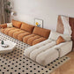 Tufted Loose Back Sofa with Chaise Nordic Pillow Top Arm Sofa in Orange and White Clearhalo 'furn' 'furn_sectionals' 'Furniture' 'Living Room Furniture' 'Sectionals' 1200x1200_52c2af07-b1e0-4d5d-b88e-a8aaf35c6b5d