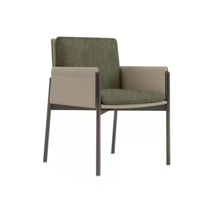 Matte Finish Hotel Dining Chair Contemporary Upholstered Solid Back Arm Chair