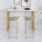 Rectangle Bar Dining Table White Faux Marble Top Bar Height Table with Sled Base
