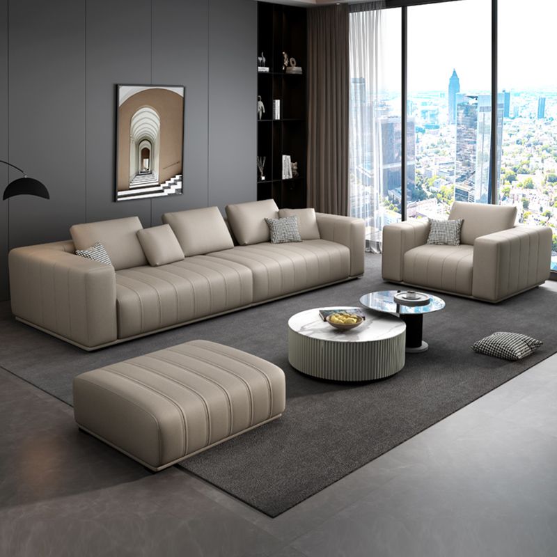 Modern Faux Leather Tuxedo Arm Standard Sofa with Bolster Pillows for Living Room Clearhalo 'furn' 'furn_sofas' 'Furniture' 'furniture_sofas' 'kitchen' 'kitchen_sofas' 'Living Room Furniture' 'Sofa' 'sofas' 1200x1200_52c7112d-0273-4472-a28e-e08359e8a06b