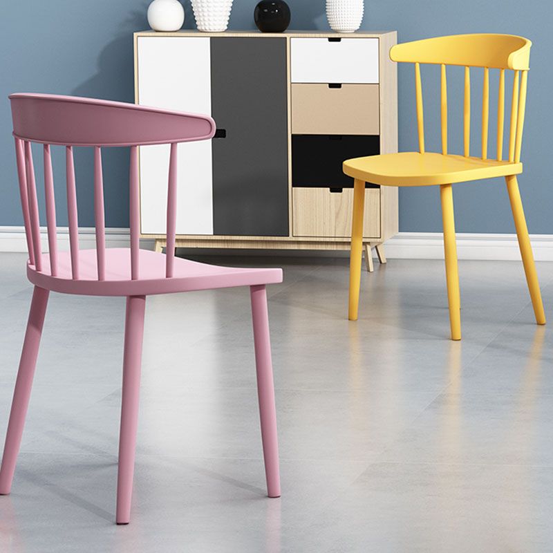 Scandinavian Colorful Windsor Back Side Chair Plastic Dining Armless Chair Clearhalo ' kitchen&dining_furn' 'Dining Chairs' 'Dining Tables & Seating' 'dining_chair' 'furn' 'furn_dining_chair' 'Furniture' 'furniture_dining_chair' 'Kitchen & Dining Furniture' 'kitchen' 1200x1200_52c775dd-7f30-4c7f-968d-0a6d52249877