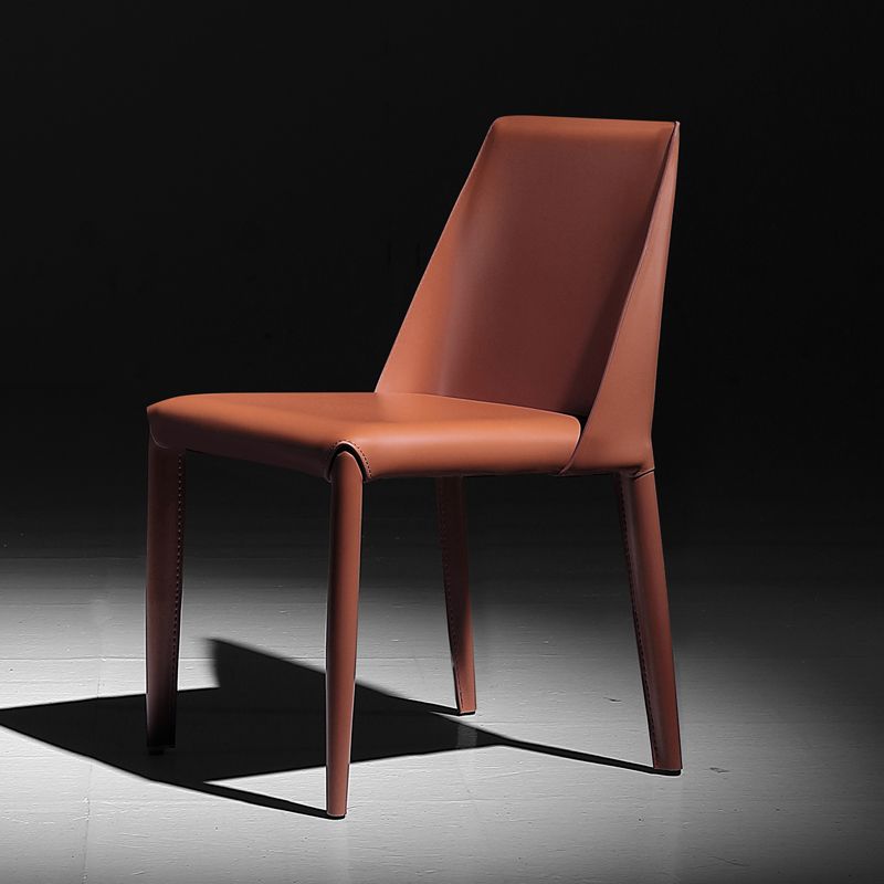 Modern Leather Dining Room Chair Armless Metal Side Chair for Home Use Clearhalo ' kitchen&dining_furn' 'Dining Chairs' 'Dining Tables & Seating' 'dining_chair' 'furn' 'furn_dining_chair' 'Furniture' 'furniture_dining_chair' 'Kitchen & Dining Furniture' 'kitchen' 1200x1200_52c9f4ec-5fe0-4915-a73a-d945a8916eb5