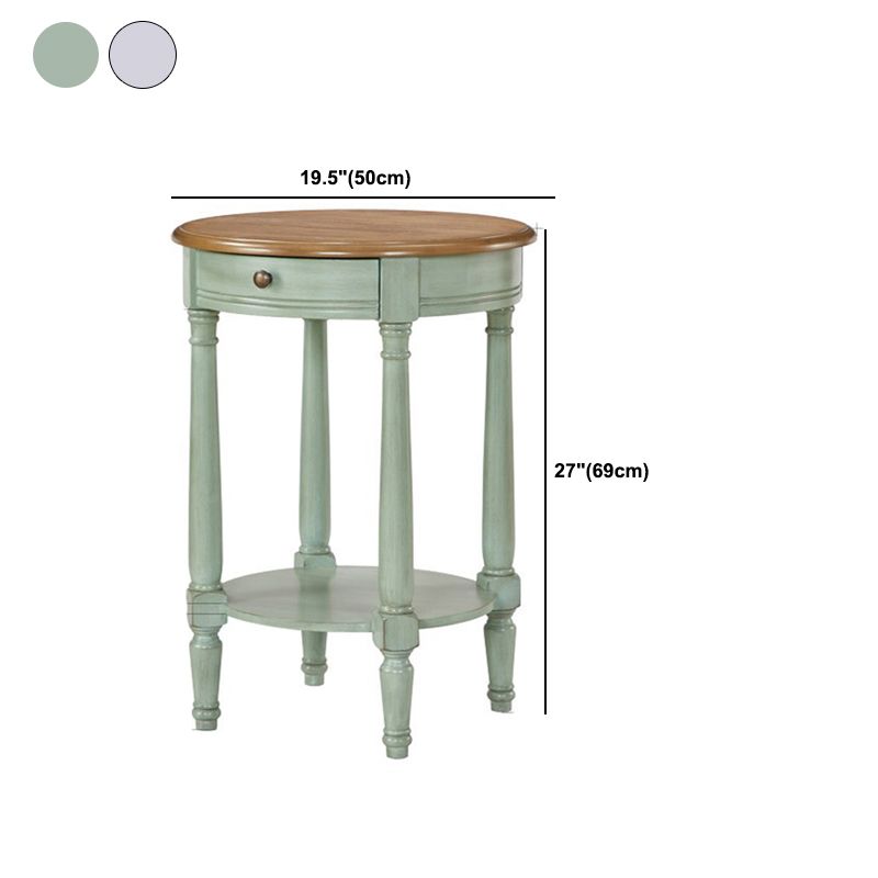 Wooden Round Top Side Table 27.16" Tall 4 Legs End Table with Storage