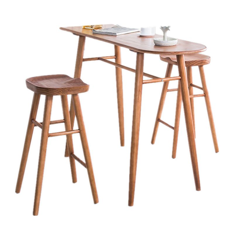 Contemporary Brown Wood Bar Table Free Form Counter Height Table with 4 Legs Clearhalo 'Bar Furniture' 'Bar Tables' 'bar_tables' 'furn' 'furn_bar_tables' 'Furniture' 'Kitchen & Dining Furniture' 1200x1200_52cc4e02-6280-46c3-b7ab-c93d843a2fda