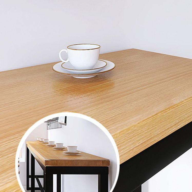 Modern Brown Wood Bar Table with Rectangle Table Top Black Trestle Table - 42" H Clearhalo 'Bar Furniture' 'Bar Tables' 'bar_tables' 'furn' 'furn_bar_tables' 'Furniture' 'furniture_bar_tables' 'Kitchen & Dining Furniture' 1200x1200_52cd1168-fcbd-448f-b8cd-2501377c27a6