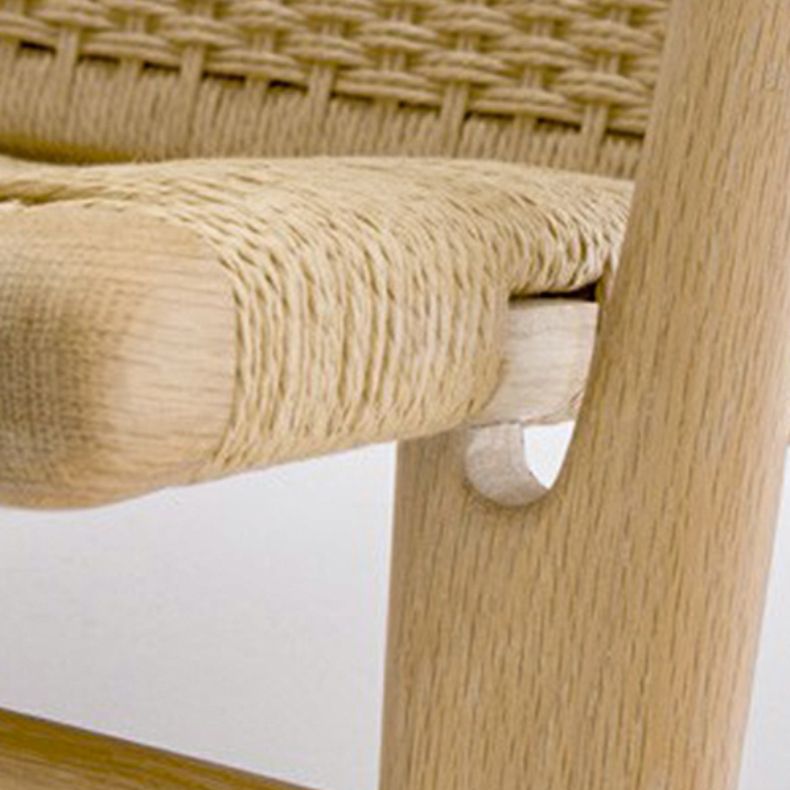 Solid Wood Frame Dining Arm Chair Indoor Arm Chair in Black and Natural