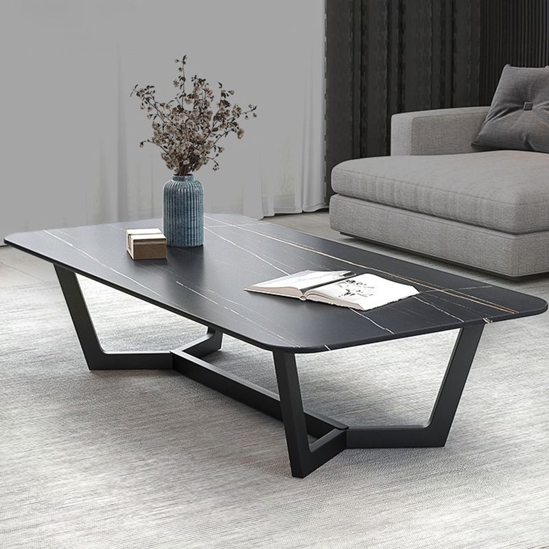 Trestle 1 tavolino da caffè singolo 17,7 "H tavolo da cocktail in ardesia rettangolare