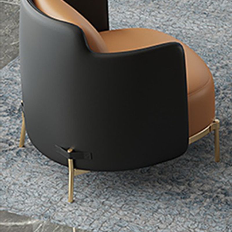 Leather Lounge Chair Square Arms Solid Color Side Chair with Golden Legs Clearhalo 'Accent Chairs' 'accent_chairs' 'Chairs & Seating' 'furn' 'furn_accent_chairs' 'Furniture' 'Living Room Furniture' 1200x1200_52cf1d3b-3286-4037-a4ce-c268344c4d97