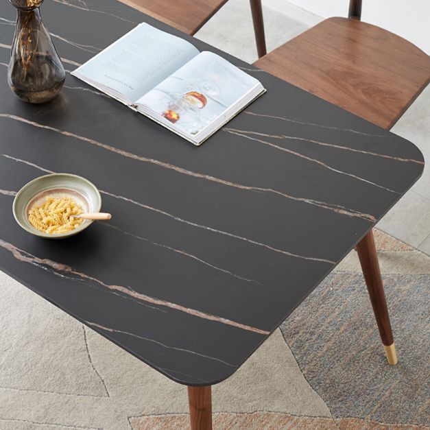 Mobili moderni di altezza standard Tavolo da pranzo a 4 gambe in legno massello da 5/7 pezzi con sedia