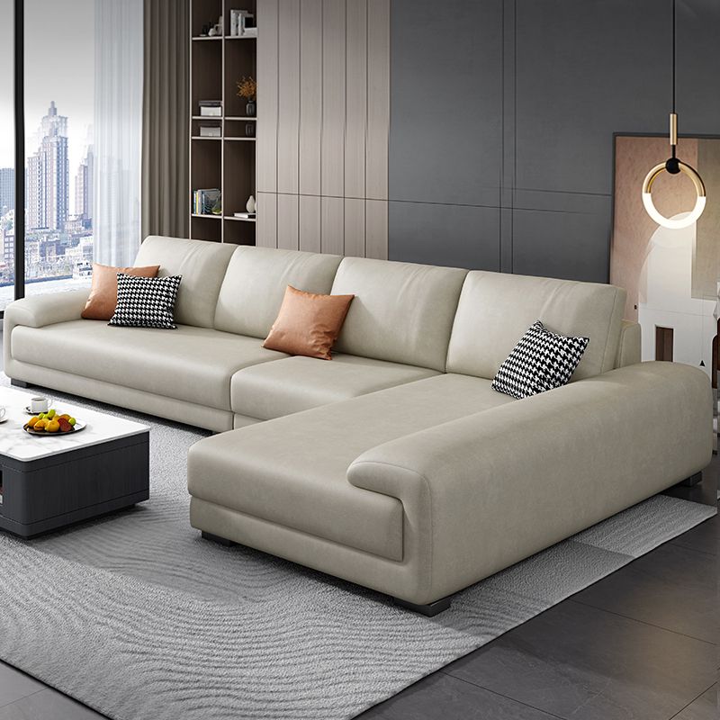133.9"W √ó 70.87"D √ó35.43"H Faux Leather Pillow Top Arm Sectional with Stain-Resistant Clearhalo 'furn' 'furn_sectionals' 'Furniture' 'furniture_sectionals' 'Living Room Furniture' 'Sectionals' 1200x1200_52d00451-7d12-4652-b81d-4b2516d94077