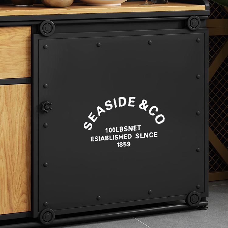 36'' Height Sideboard Table Glam Style Wood Top Cupboard for Living Room Clearhalo 'buffet_sideboard' 'Buffets & Sideboards' 'furn' 'furn_buffet_sideboard' 'Furniture' 'furniture_buffet_sideboard' 'Kitchen & Dining Furniture' 1200x1200_52d2346d-5b55-4ad8-9862-1f02715e6f47