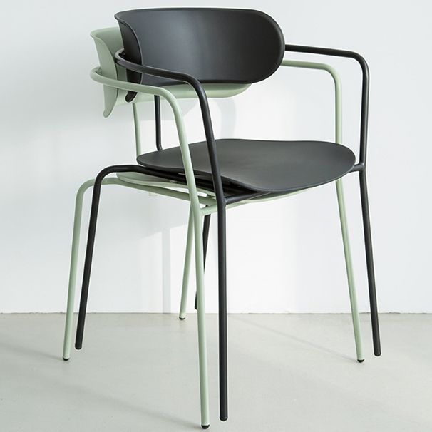 Industrial Metal Balcony Arm Chair Matte Finish Open Back Dining Chair (Set of 4) Clearhalo ' kitchen&dining_furn' 'Dining Chairs' 'Dining Tables & Seating' 'dining_chair' 'furn' 'furn_dining_chair' 'Furniture' 'furniture_dining_chair' 'Kitchen & Dining Furniture' 'kitchen' 1200x1200_52d254bf-b930-4768-8cd7-3d1130be2ba7