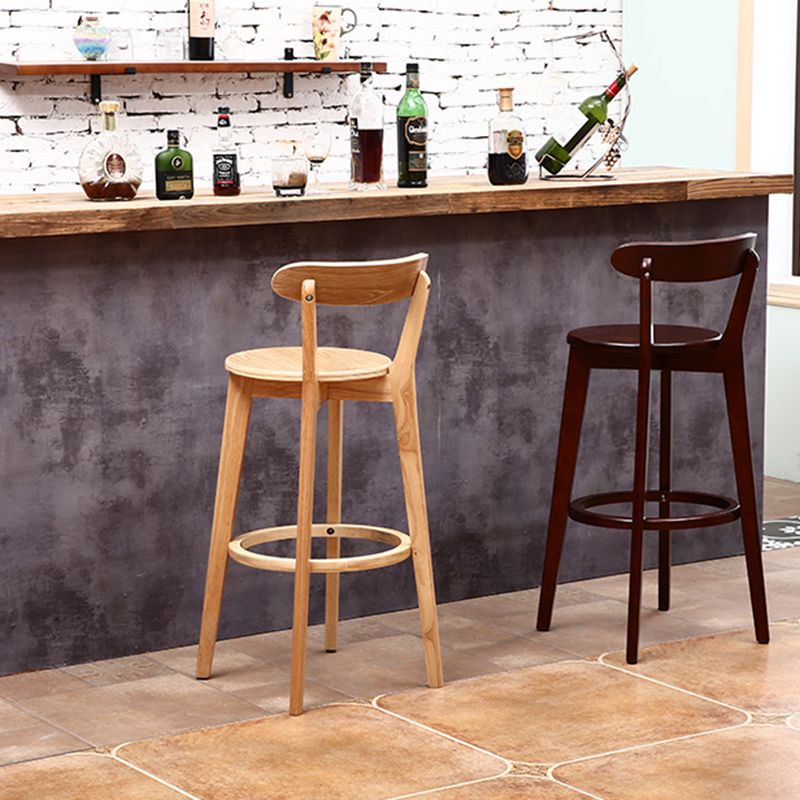 Scandinave Matte Finish Leather Barstool Rubberwood Tabouret
