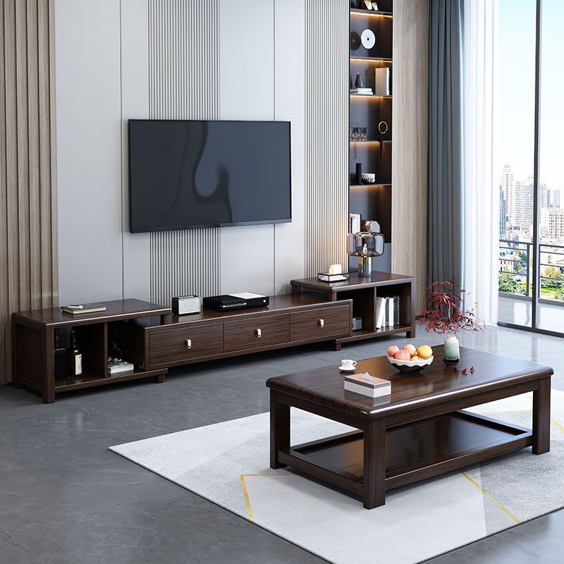 16"H Mid-Century Modern Coffee Cocktail Table with Storage Shelf