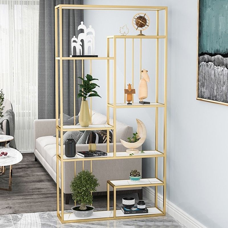 Glam Antique Finish Shelf Bookcase Metal Etagere Bookshelf with Shelves Clearhalo 'Bookcases' 'furn' 'furn_bookcases' 'Furniture' 'Office Furniture' 1200x1200_52d542dd-9c41-44aa-8e6c-4c3bc55cc86f