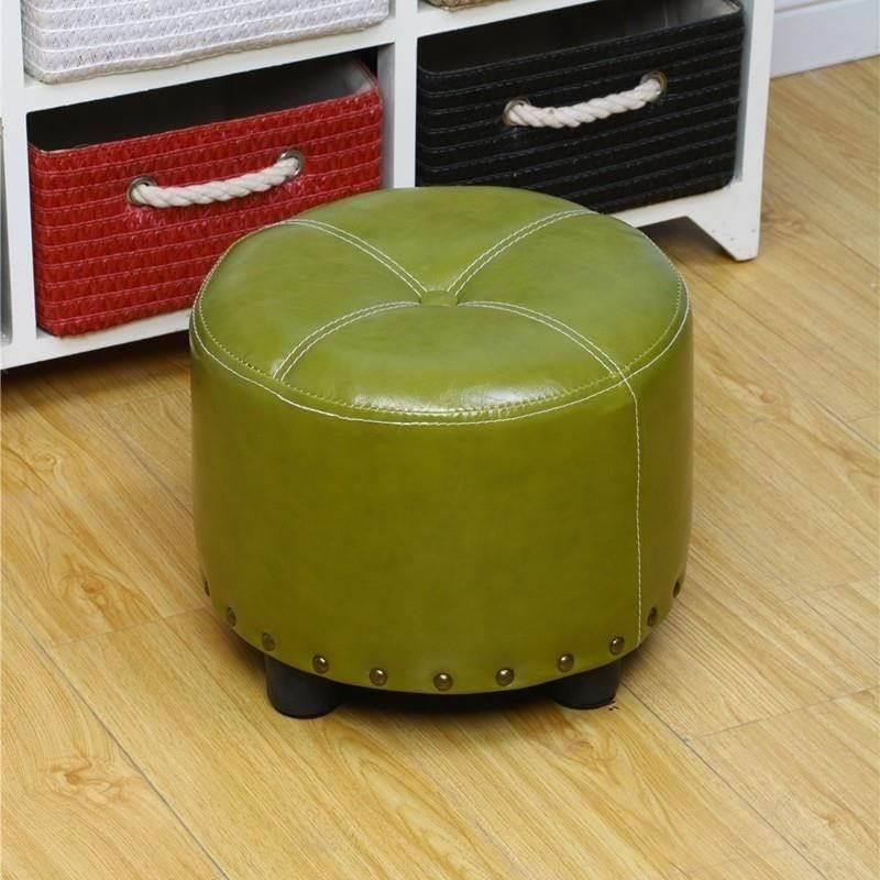 Cylinder Pouf Pure Color Tufted Nailhead Trim Faux Leather Standard Ottoman Clearhalo 'furn' 'furn_ottomans_poufs' 'Furniture' 'Living Room Furniture' 'Ottomans & Poufs' 'ottomans_poufs' 1200x1200_52d6de24-e0a7-4920-aec1-bb1f1a132bf3