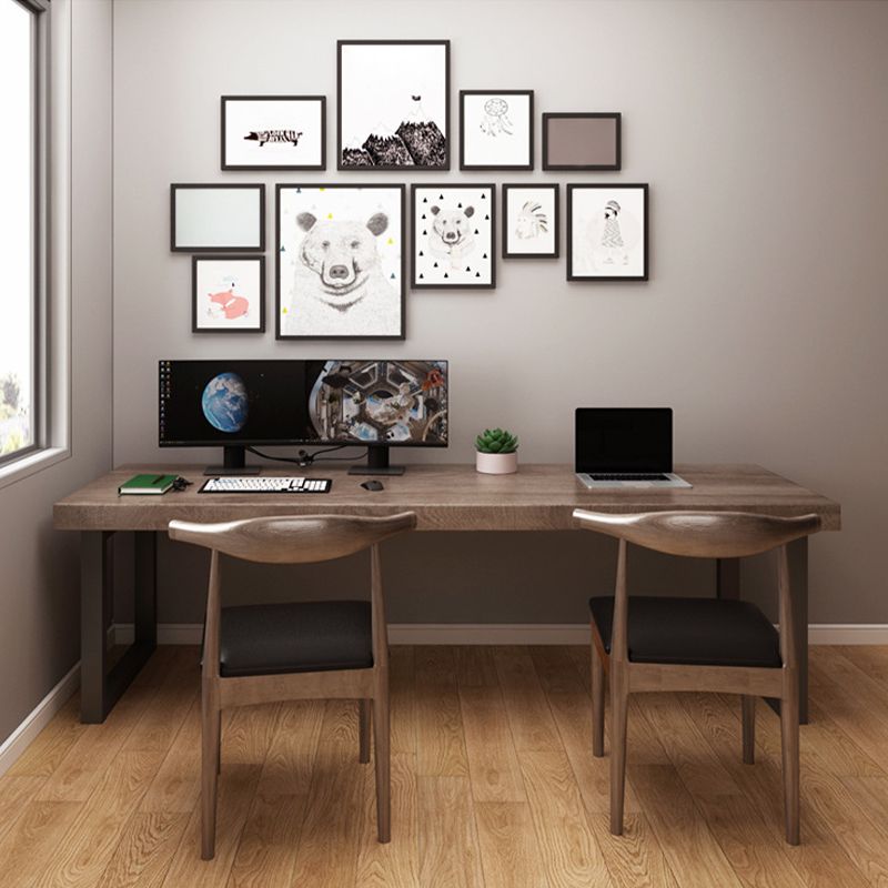 Modern Solid Wood Office Desk Rectangular Shape Task Desk with 2-Legs in Brown Clearhalo 'furn' 'furn_office_desk' 'Furniture' 'Office Desks' 'Office Furniture' 'office_desk' 1200x1200_52d7e160-7210-4bfe-98ce-2c51cac37ca8