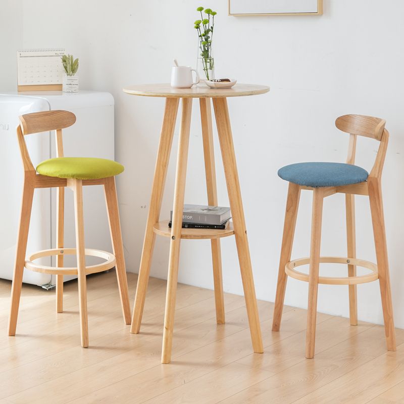 Modern Wood Barstool Fabric Cushion in Matte Finish for Indoor