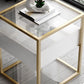 21.2" Tall Modern Rectangular Glass Top Side Table Iron Frame End Table with Storage