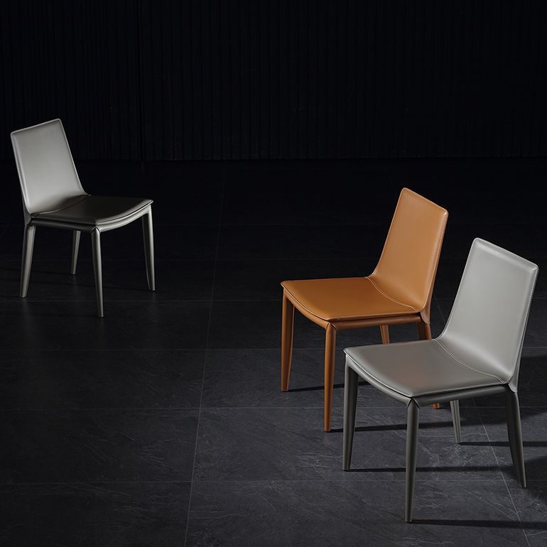 Upholstered Armless Dining Chairs Faux Leather Dining Side Chair