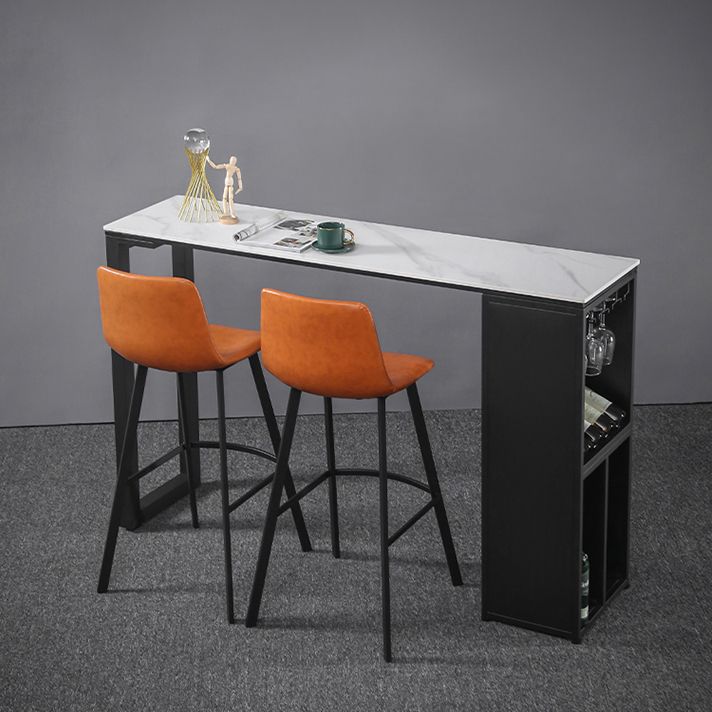 Marble Table with Rectangle Table Top Black Double Pedestal Table- 41.3" H Clearhalo 'Bar Furniture' 'Bar Tables' 'bar_tables' 'furn' 'furn_bar_tables' 'Furniture' 'furniture_bar_tables' 'Kitchen & Dining Furniture' 'kitchen&dining_furn' 'kitchen' 1200x1200_52ddeadc-33d0-4c70-844f-f02624f87fff