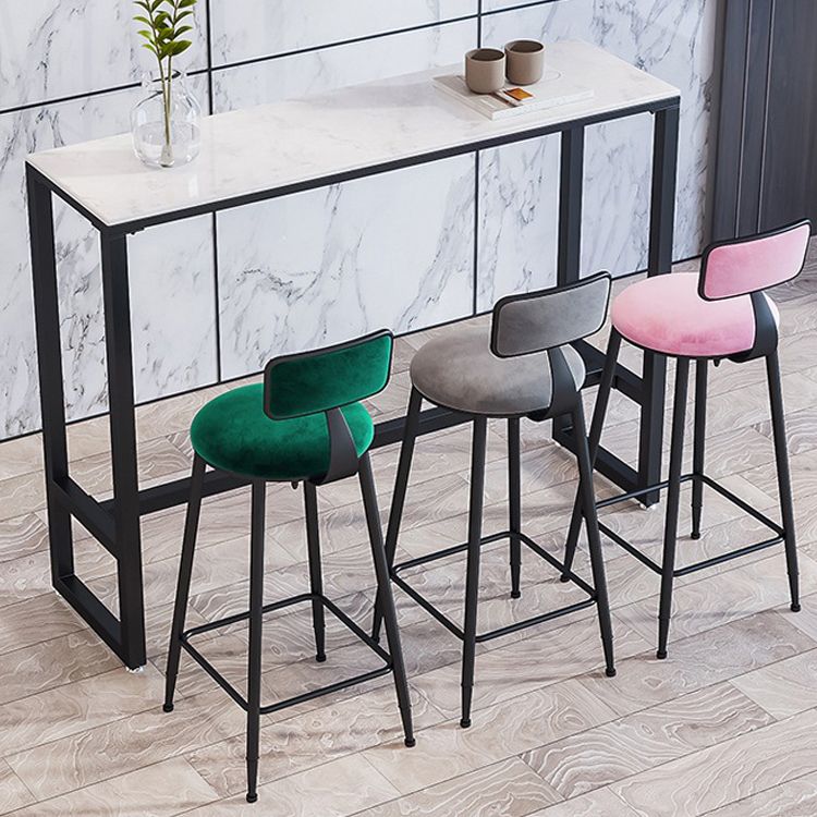Modern Armless Backrest Counter Stool Iron Balcony Bar Stool with Cushion and Pedal