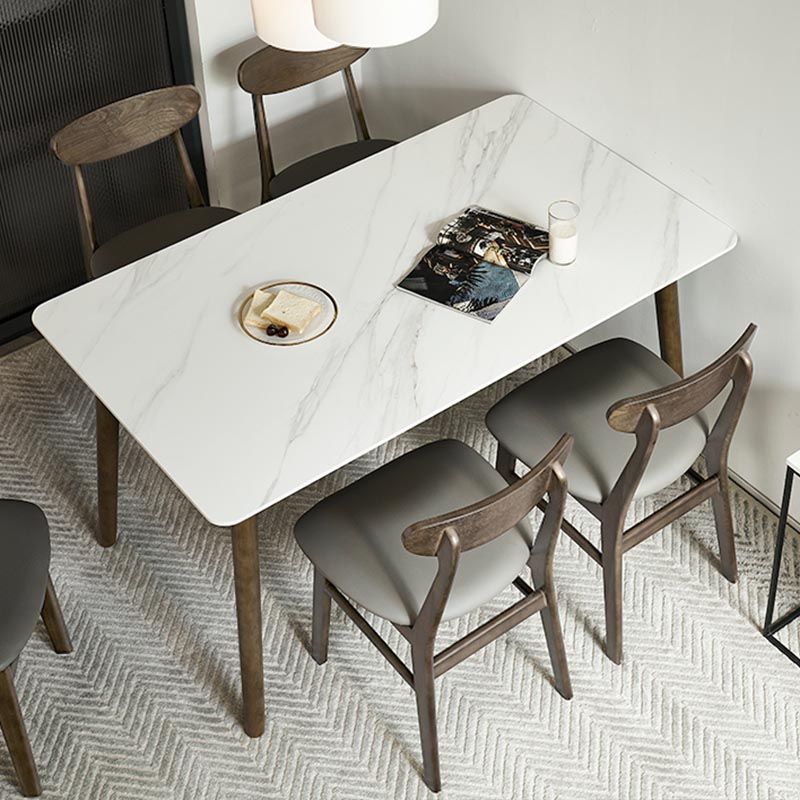 Mid-Century Rectangle Dining Table Solid Wood Base Dining Table for Dining Clearhalo 'Dining Tables & Seating' 'Dining Tables' 'dining_table' 'furn' 'furn_dining_table' 'Furniture' 'Kitchen & Dining Furniture' 1200x1200_52df8654-7966-4667-ab98-08fb44f9a468